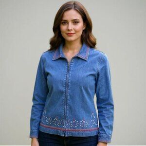 Northern Reflection Chambray Shacket Embroidered Women's Medium